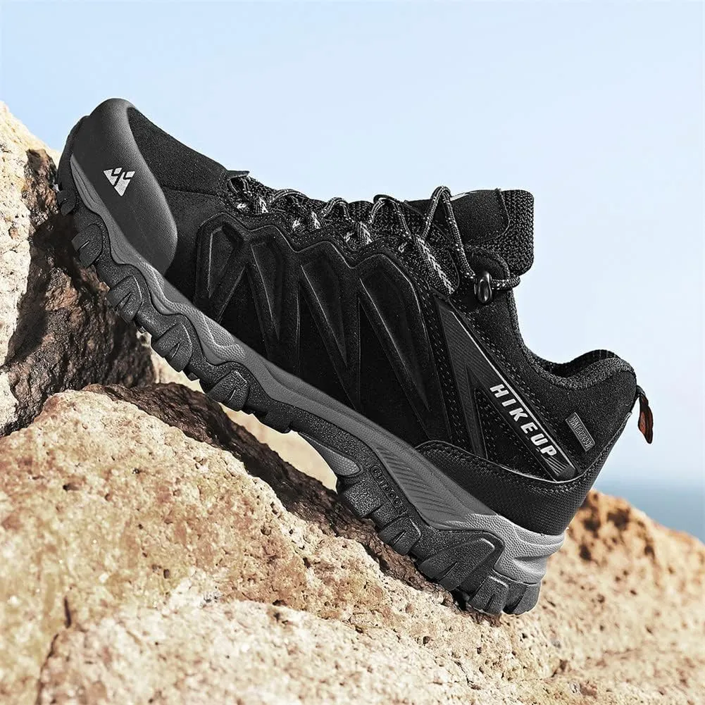 ailishabroy Men's Outdoor Hiking Shoes Lightweight Non Slip Outdoor Breathable Low Top Ankle Boots Hike Trekking Trails Camping Work Shoe