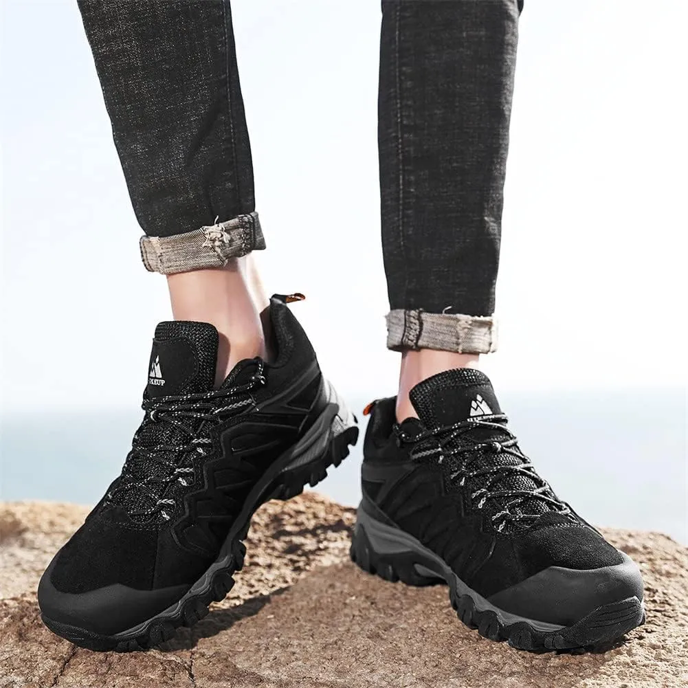 ailishabroy Men's Outdoor Hiking Shoes Lightweight Non Slip Outdoor Breathable Low Top Ankle Boots Hike Trekking Trails Camping Work Shoe