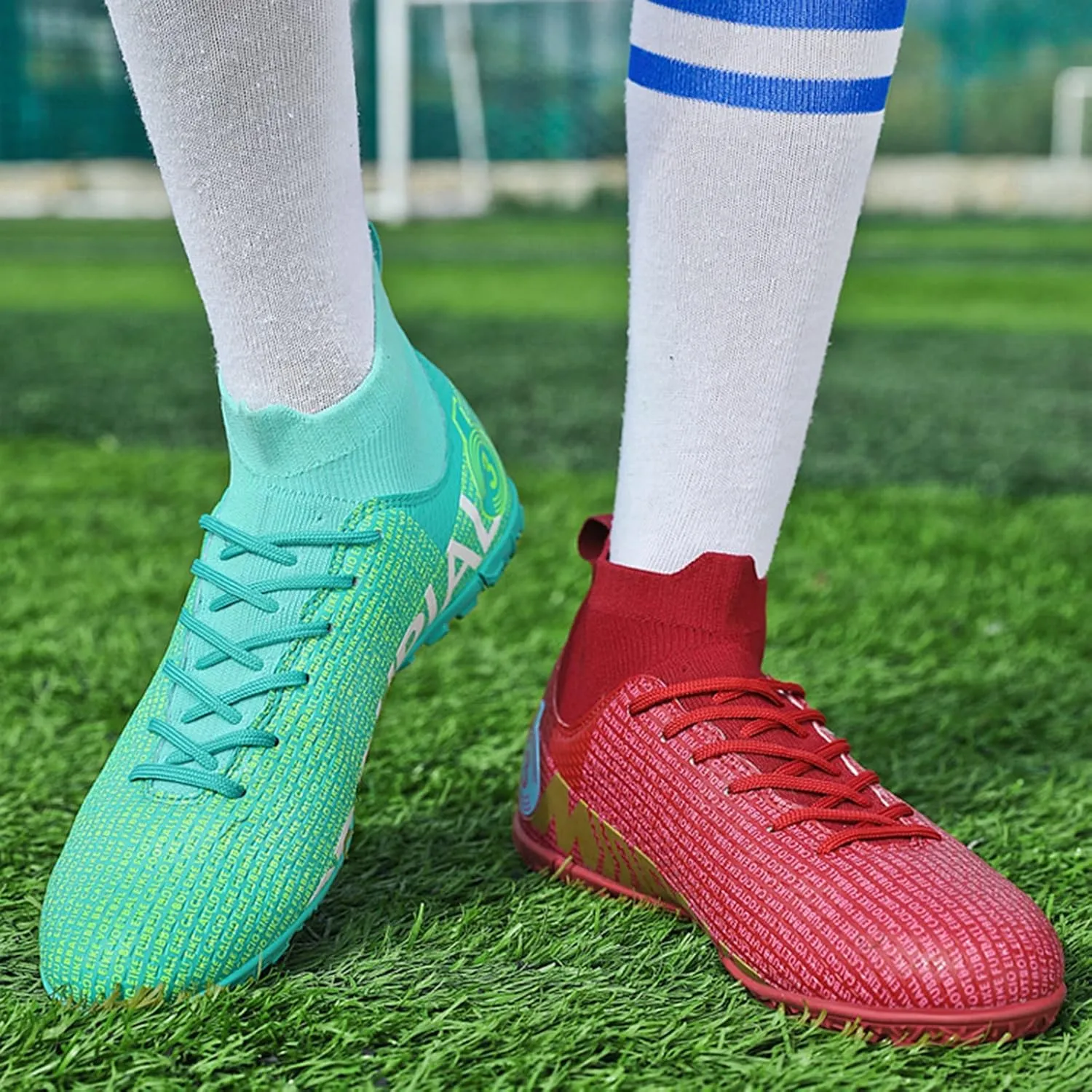 AIRFUL Football Boots Men's High Top Football Shoes FG/AG Training Shoes Professional Athletics Sneakers Teenager Soccer Shoes (Color : C, Size : 5 Women/3.5 Men)