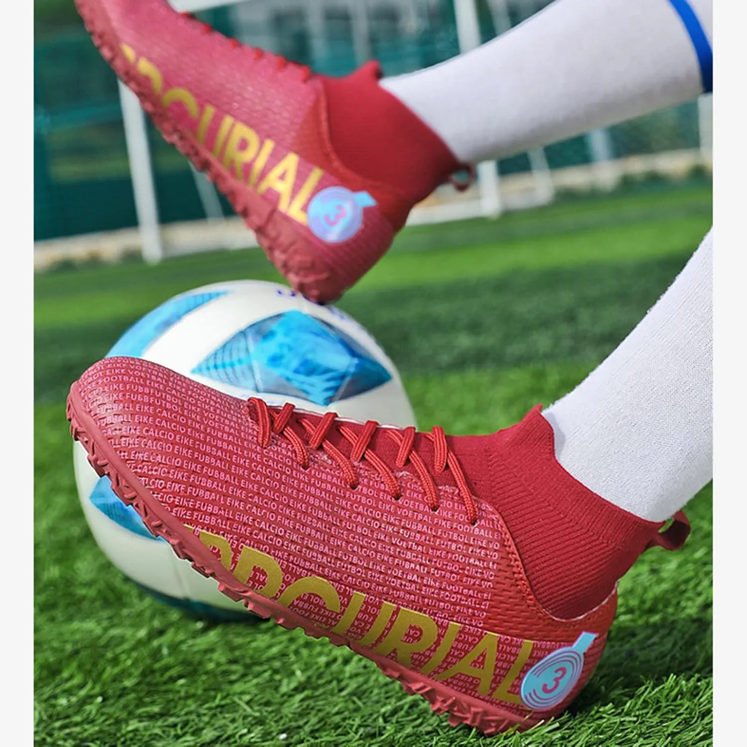 AIRFUL Football Boots Men's High Top Football Shoes FG/AG Training Shoes Professional Athletics Sneakers Teenager Soccer Shoes (Color : C, Size : 5 Women/3.5 Men)