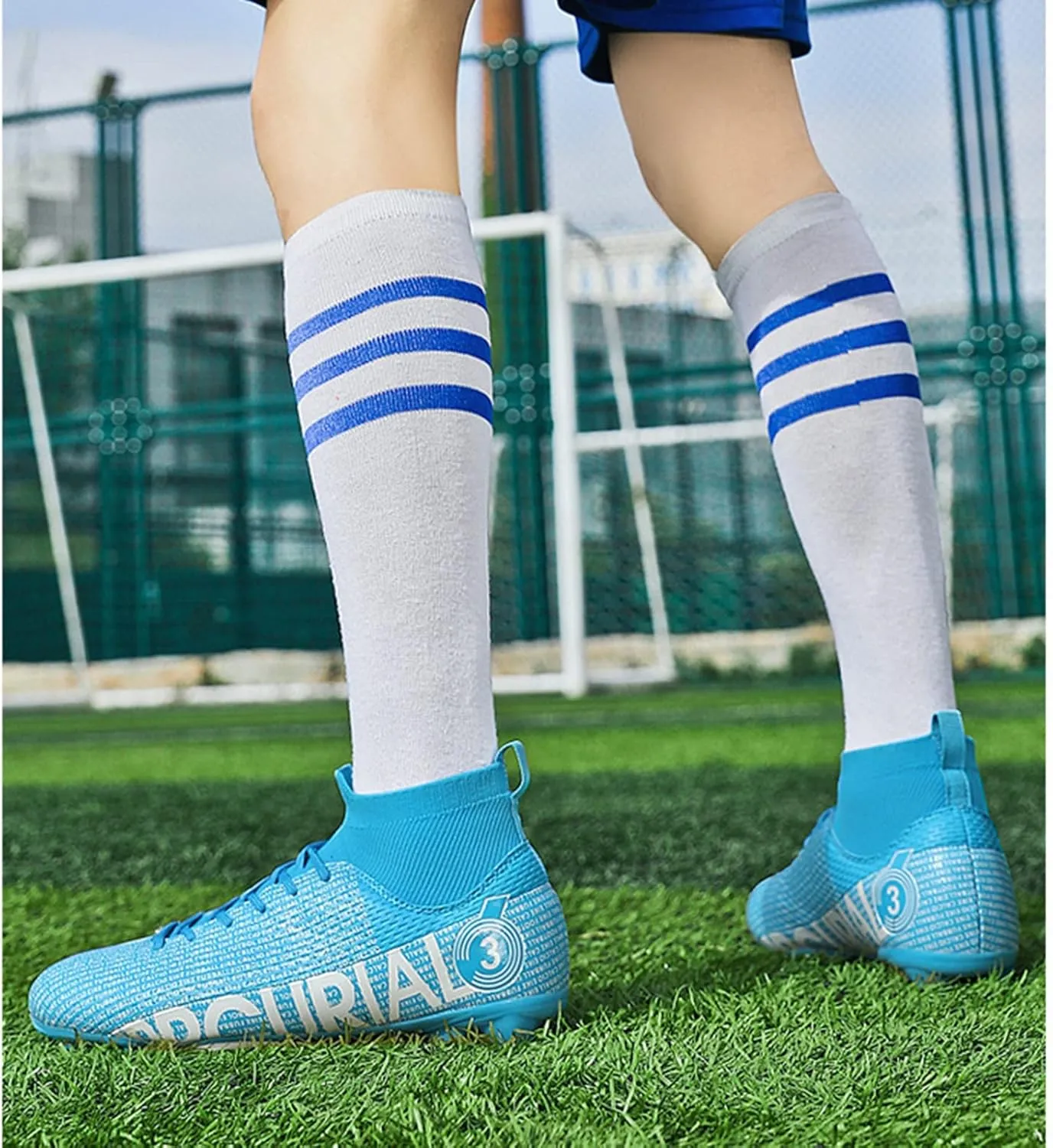 AIRFUL Football Boots Men's High Top Football Shoes FG/AG Training Shoes Professional Athletics Sneakers Teenager Soccer Shoes (Color : C, Size : 5 Women/3.5 Men)