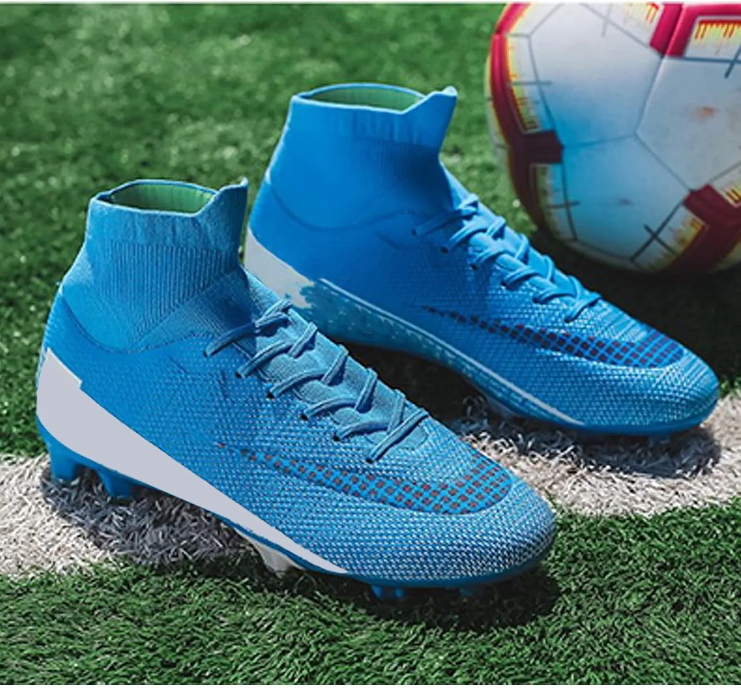 Alomejor Soccer Cleats Shoes High Elasticity Cleats Men Soccer Shoes Anti Skid Football Sneakers for Outdoor and Indoor Training
