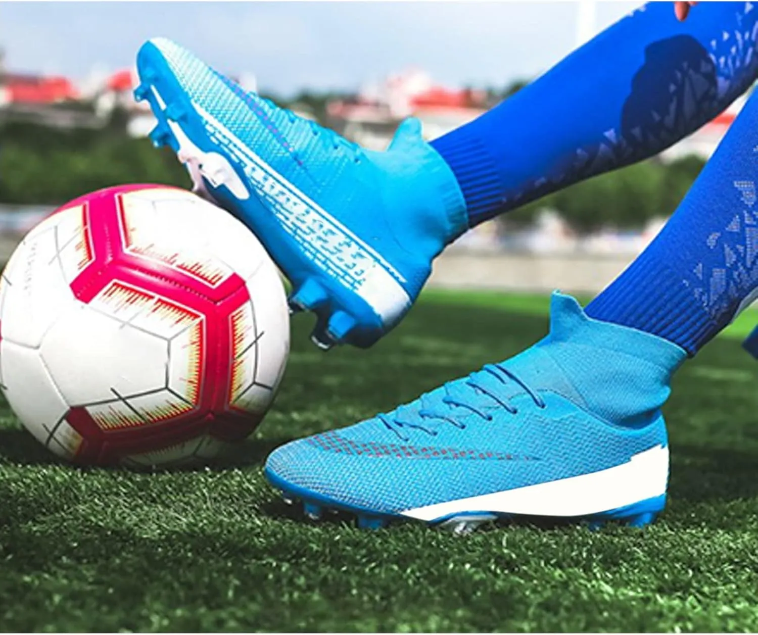Alomejor Soccer Cleats Shoes High Elasticity Cleats Men Soccer Shoes Anti Skid Football Sneakers for Outdoor and Indoor Training