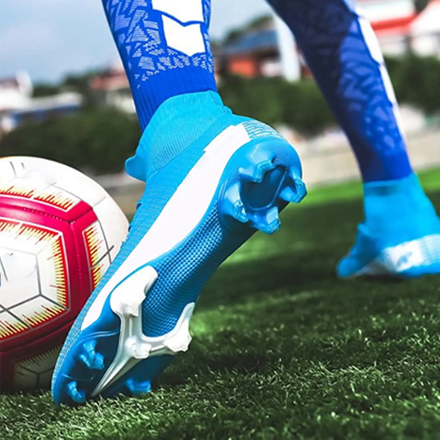 Alomejor Soccer Cleats Shoes High Elasticity Cleats Men Soccer Shoes Anti Skid Football Sneakers for Outdoor and Indoor Training