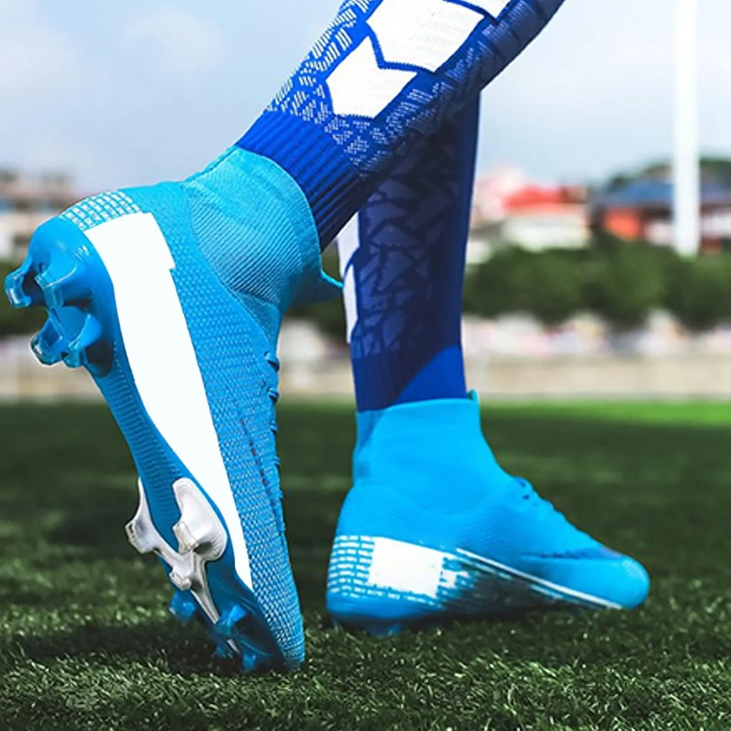Alomejor Soccer Cleats Shoes High Elasticity Cleats Men Soccer Shoes Anti Skid Football Sneakers for Outdoor and Indoor Training