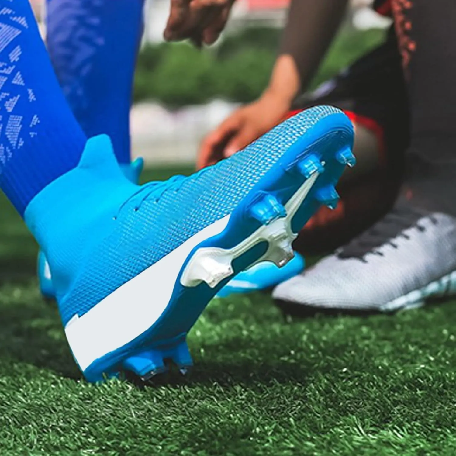 Alomejor Soccer Cleats Shoes High Elasticity Cleats Men Soccer Shoes Anti Skid Football Sneakers for Outdoor and Indoor Training