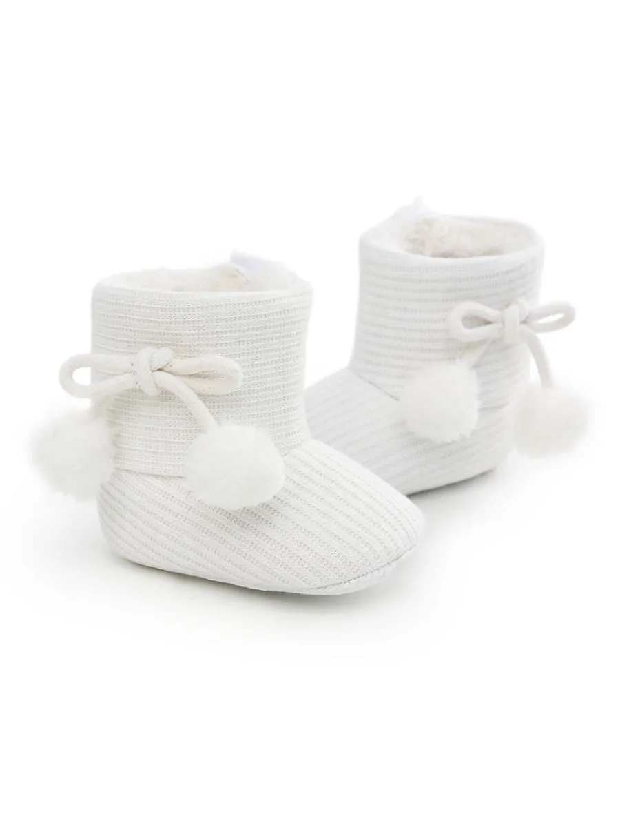 Baby Girl Pom-trim Warm Fur Prewalker Boots