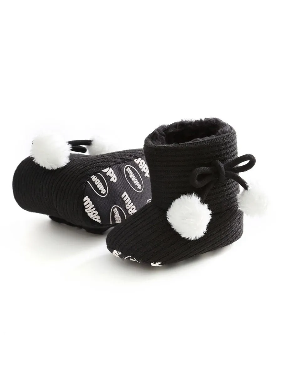 Baby Girl Pom-trim Warm Fur Prewalker Boots