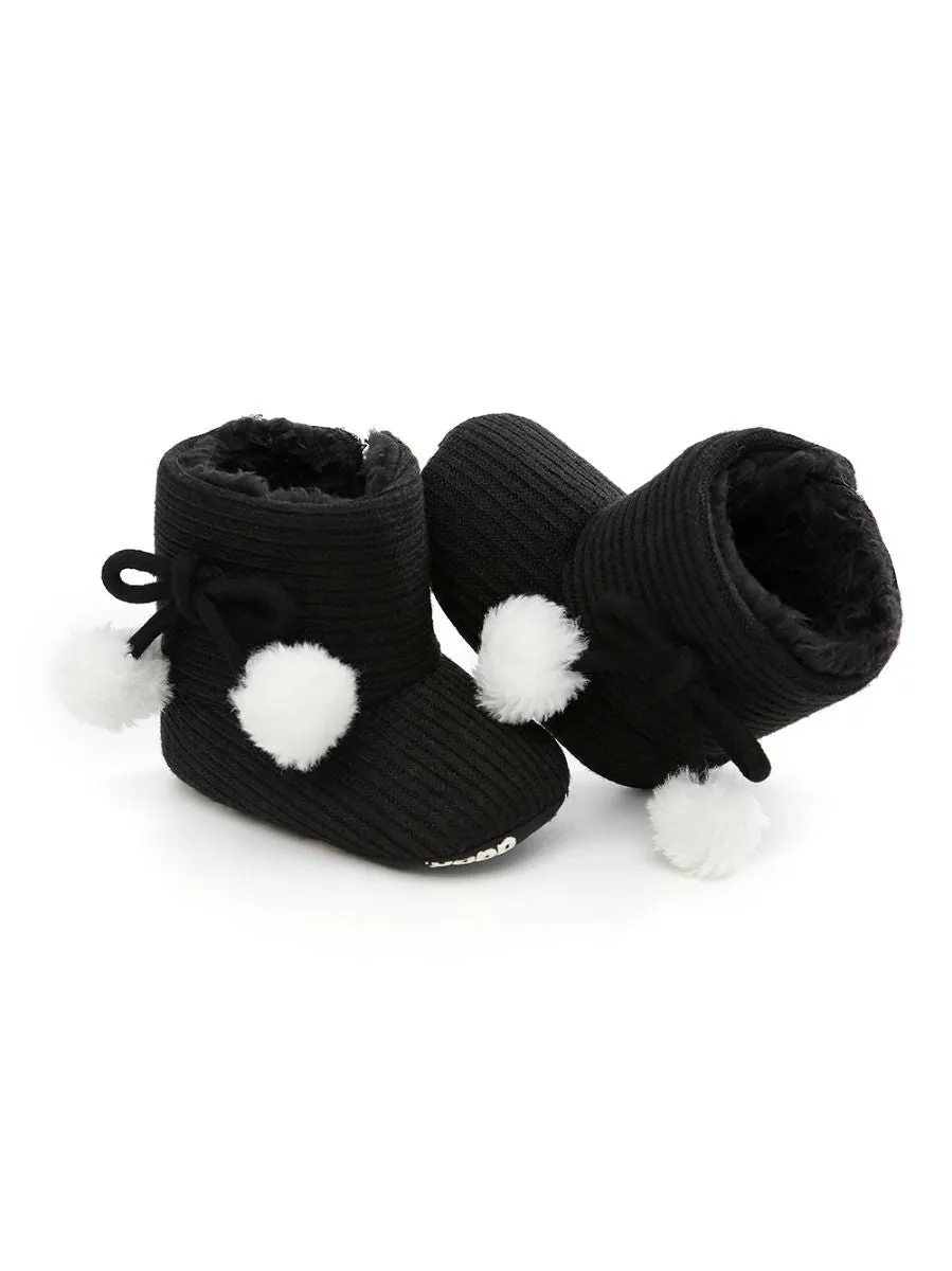 Baby Girl Pom-trim Warm Fur Prewalker Boots