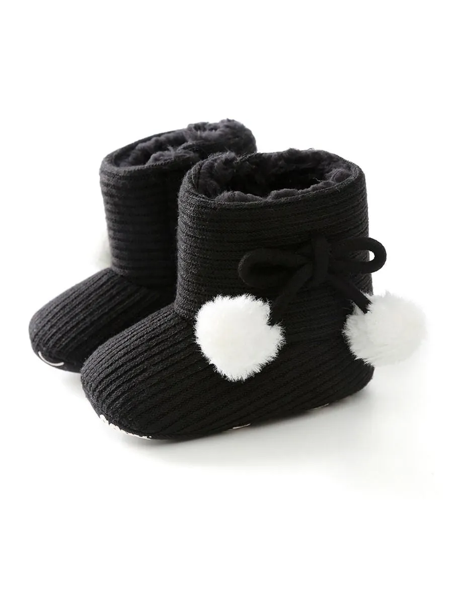 Baby Girl Pom-trim Warm Fur Prewalker Boots