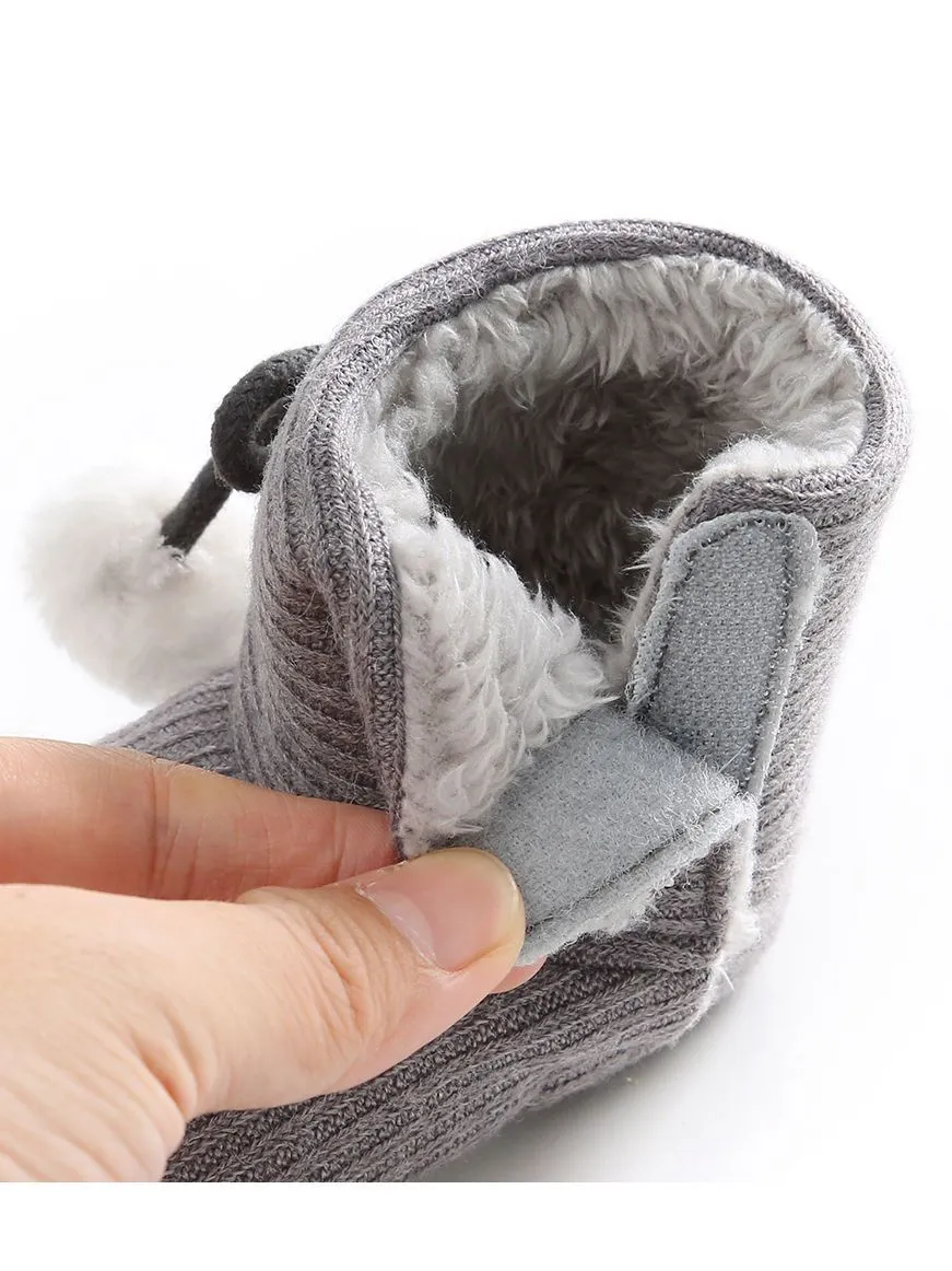 Baby Girl Pom-trim Warm Fur Prewalker Boots