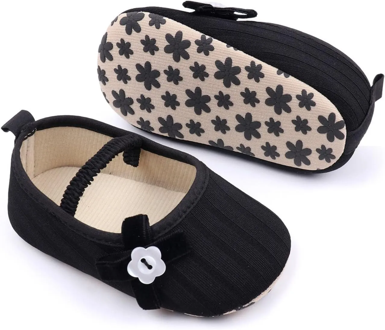 Baby Girls Mary Jane Shoes with Bowknot Flowers Wedding Dress Ballet Flats Toddler Slip On Sandal