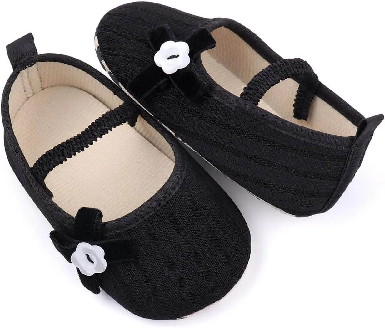 Baby Girls Mary Jane Shoes with Bowknot Flowers Wedding Dress Ballet Flats Toddler Slip On Sandal