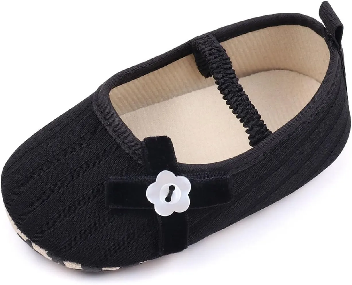 Baby Girls Mary Jane Shoes with Bowknot Flowers Wedding Dress Ballet Flats Toddler Slip On Sandal