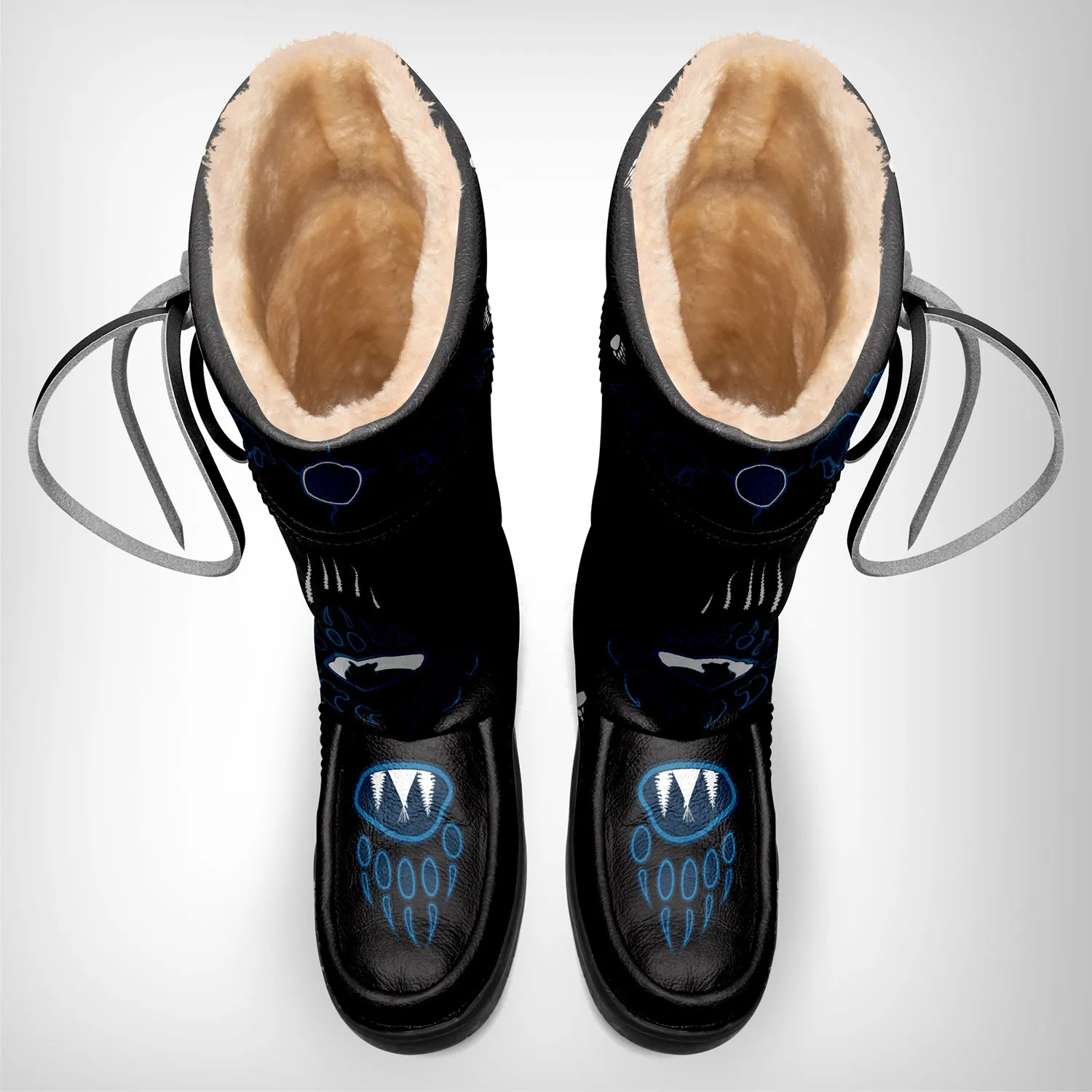 Bear Paw Blue Black Real Leather MocLux