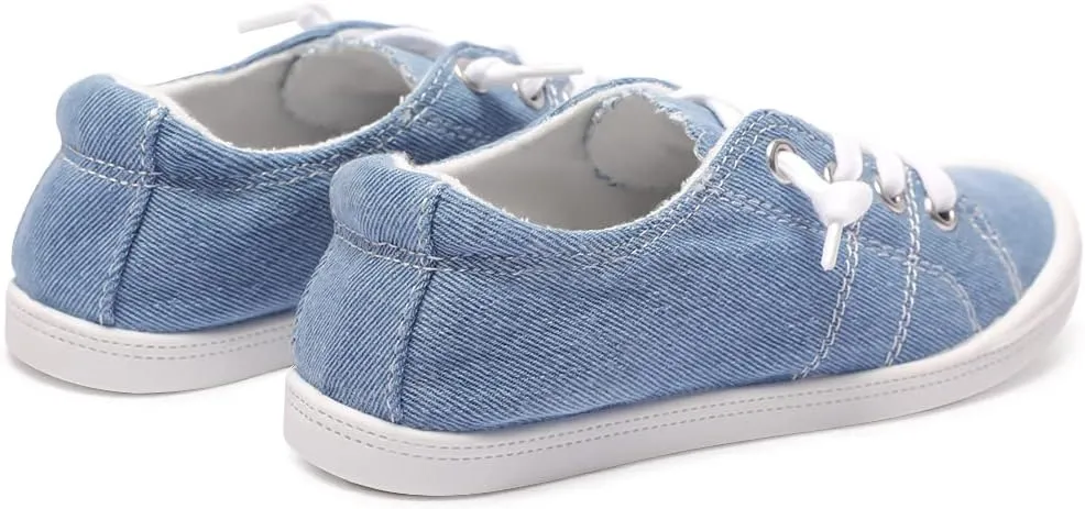 Boy and Girl Slip on Canvas Sneaker, Kids Low Top Casual Fashion Shoes, Comfy Lace up Walking Shoes