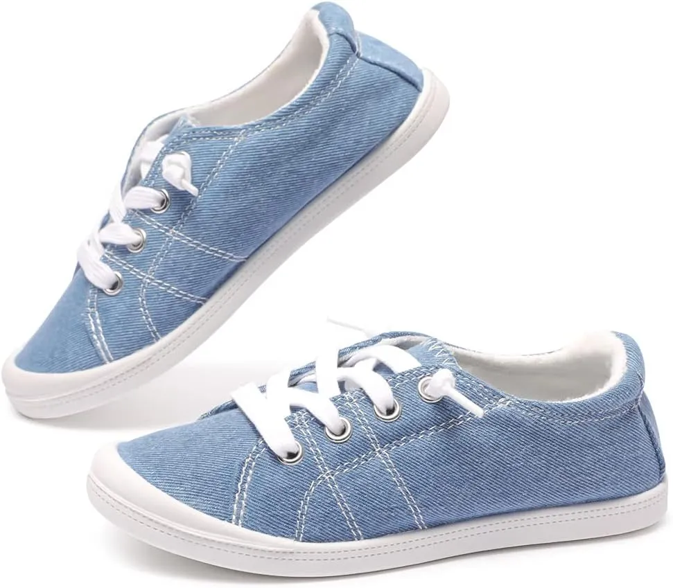 Boy and Girl Slip on Canvas Sneaker, Kids Low Top Casual Fashion Shoes, Comfy Lace up Walking Shoes