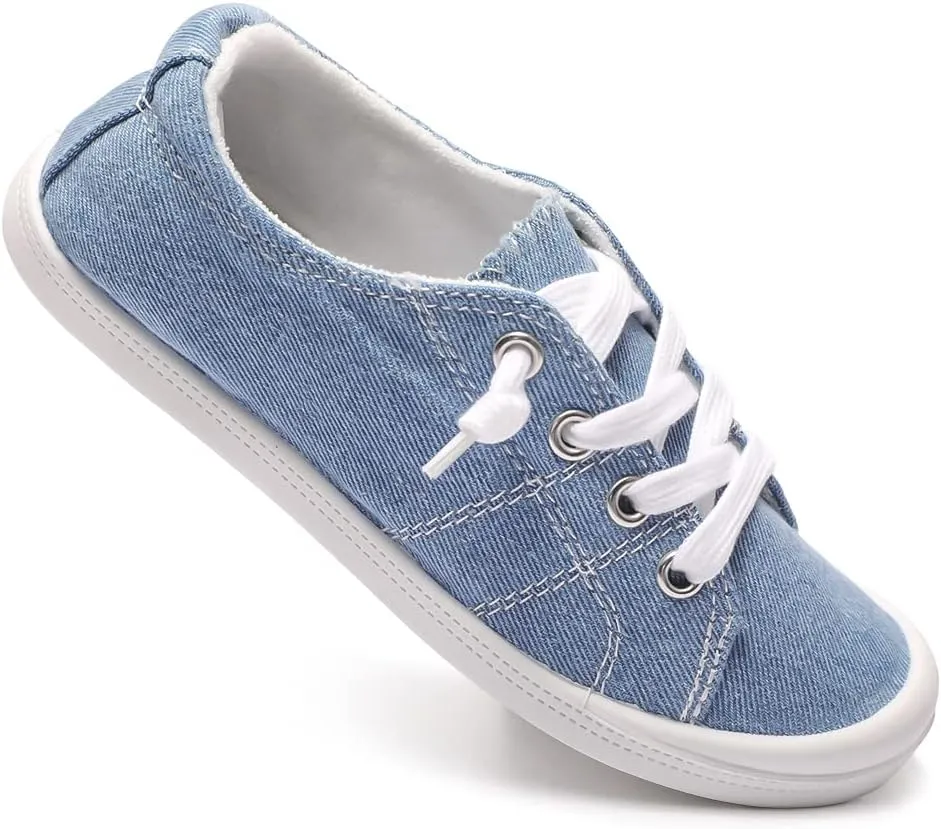 Boy and Girl Slip on Canvas Sneaker, Kids Low Top Casual Fashion Shoes, Comfy Lace up Walking Shoes