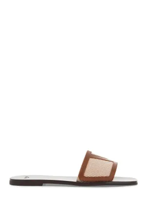 Check Pattern Slide Sandals