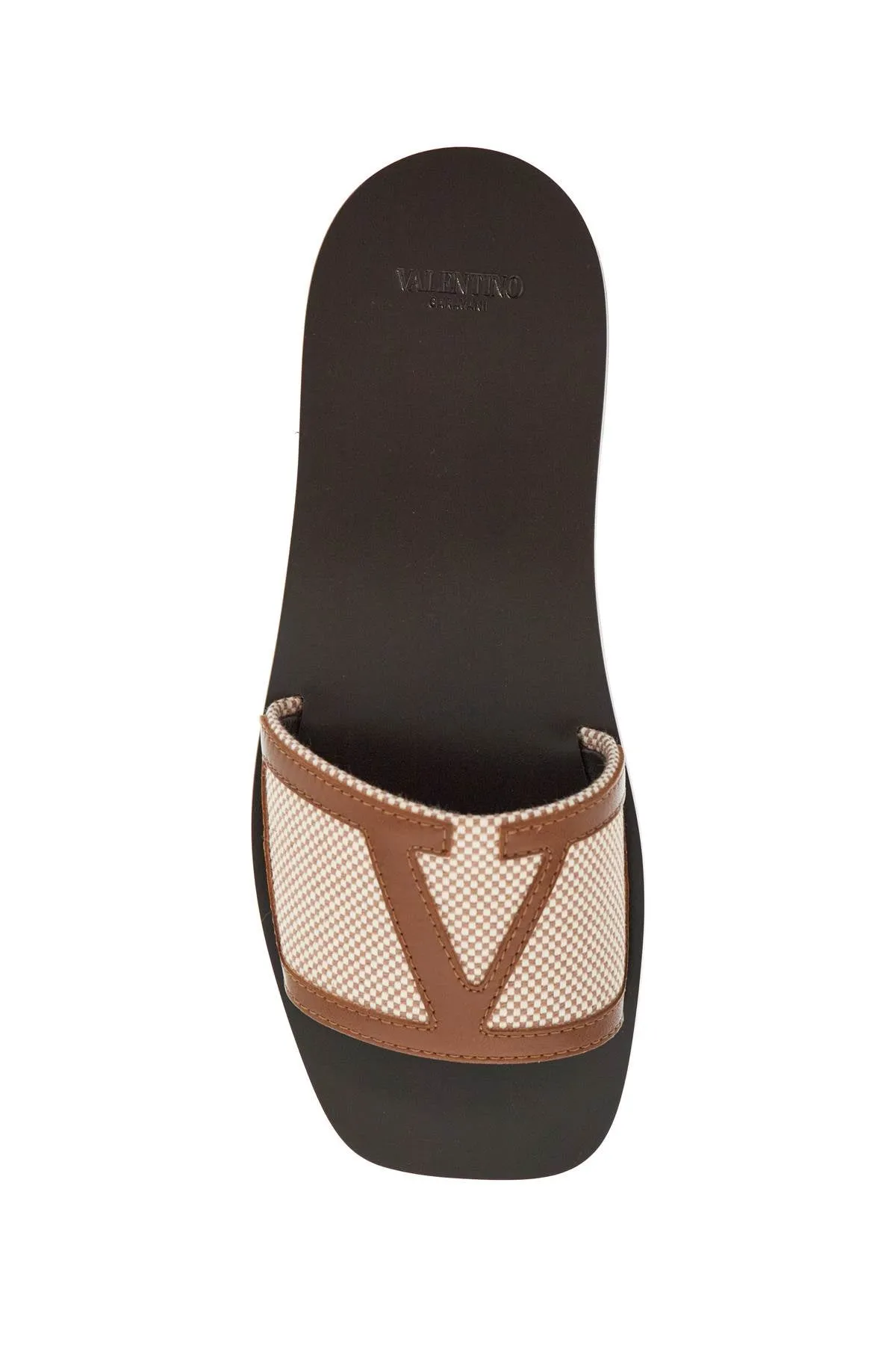 Check Pattern Slide Sandals