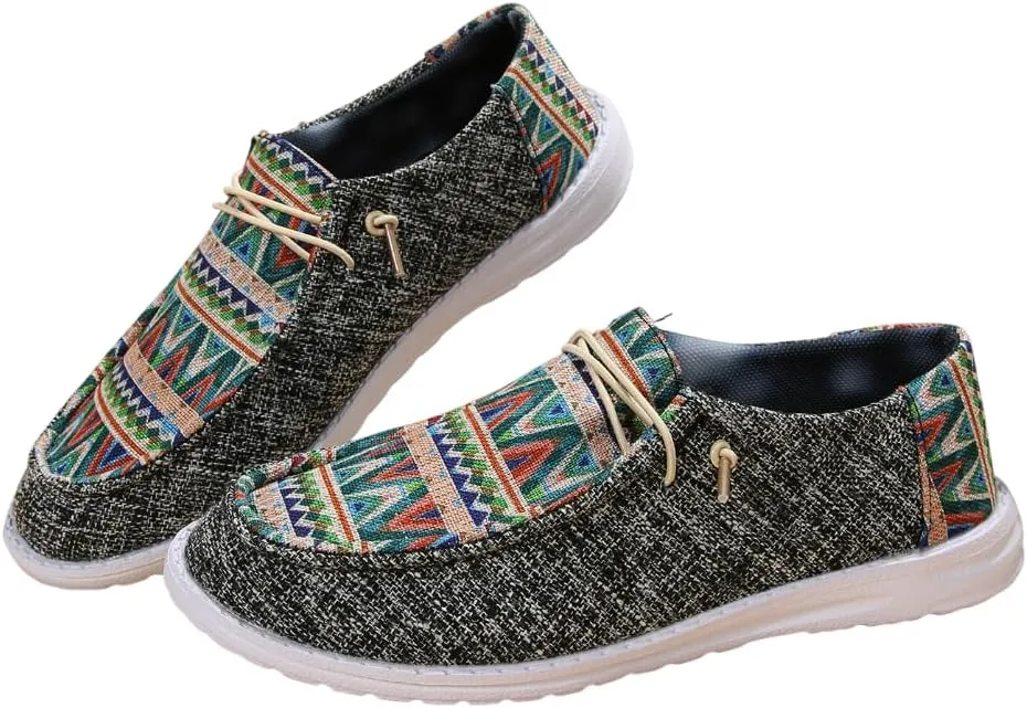 Colorful Geometric-Patterned Loafers for Men & Women ?C Lightweight, Breathable, Non-Slip Casual Shoes with Ethnic Design ?C Perfect for Daily Outings & Strolls