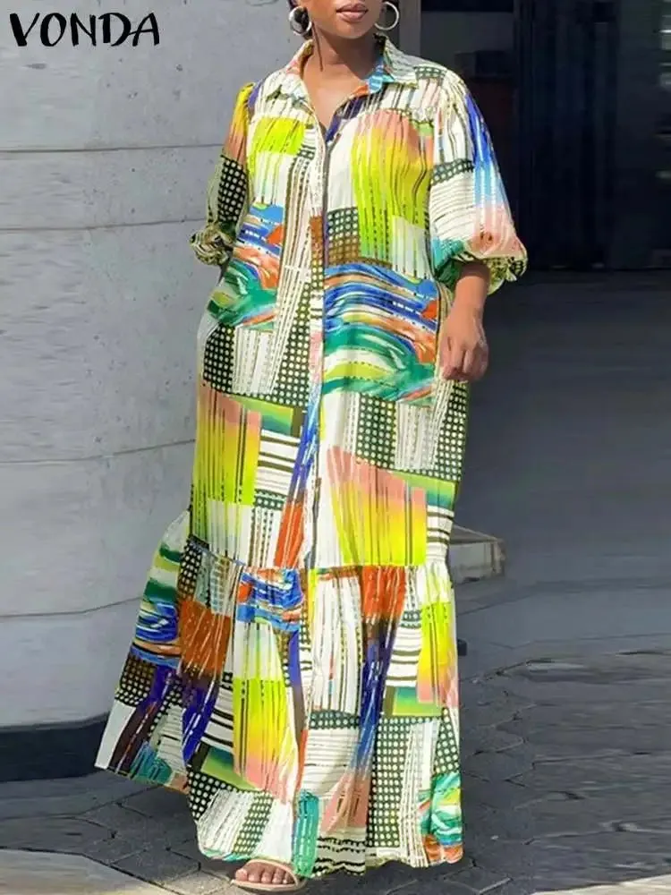 Elegant Vintage Printed Shirt Dress: Perfect for Evening Parties