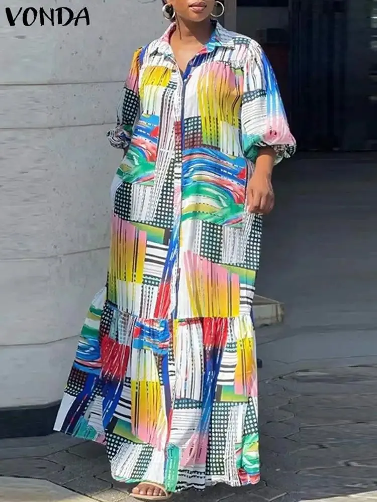 Elegant Vintage Printed Shirt Dress: Perfect for Evening Parties