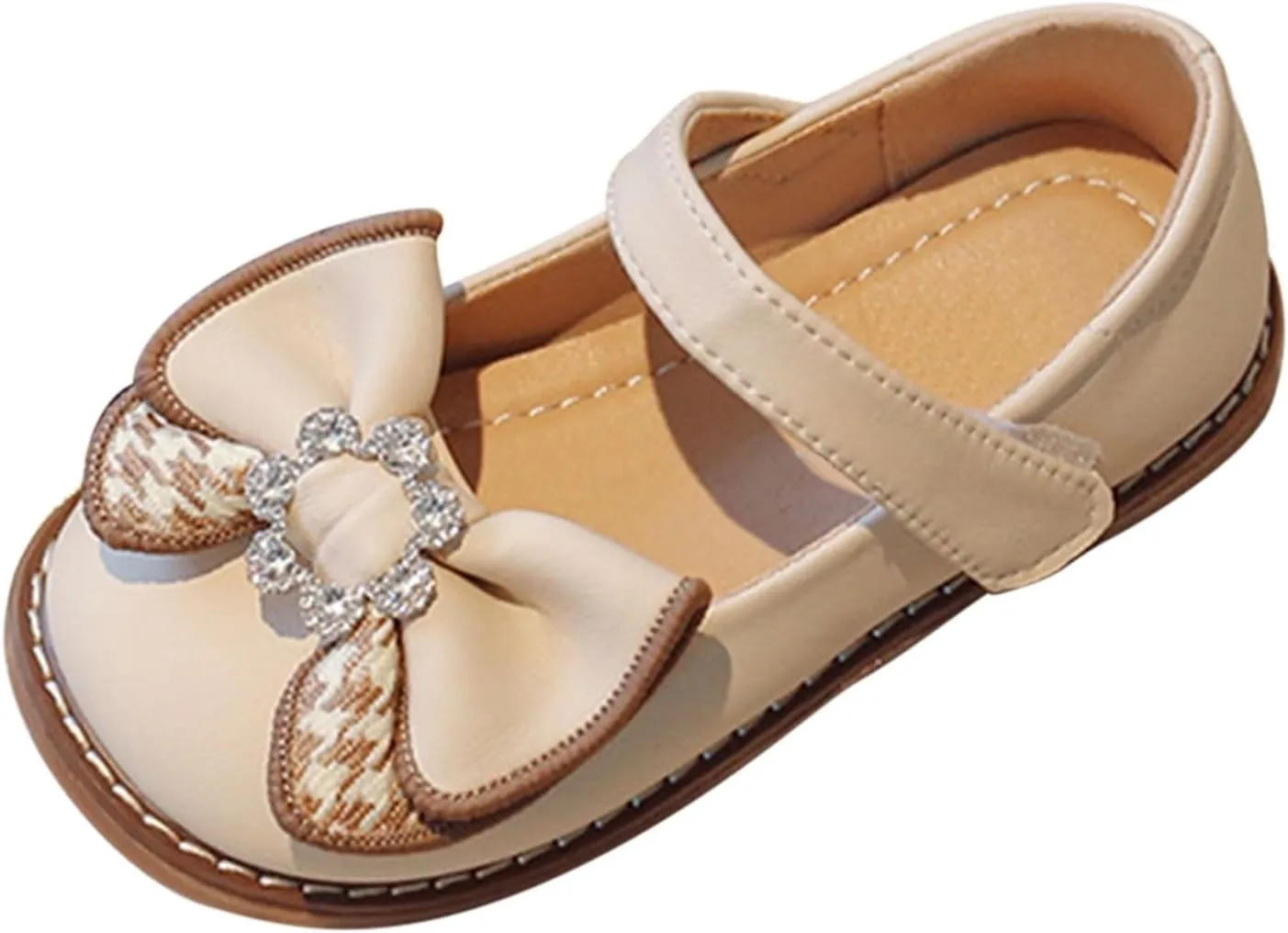 Flower Girl Dress Shoes Toddler Girl Rhinstones Bow Mary Jane Ballet Flats for Wedding Party School Shoes