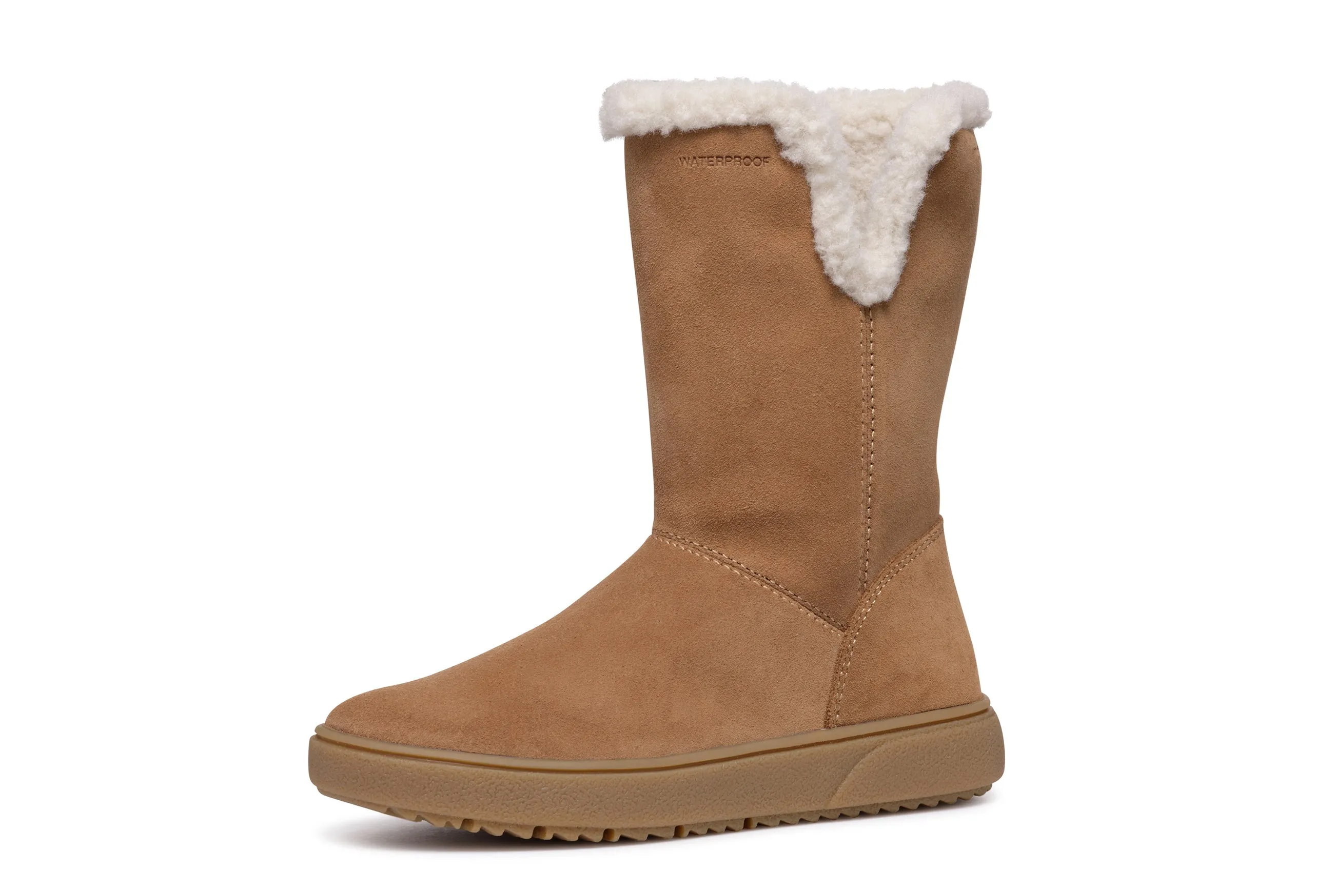 Geox Theleven Girls Whisky Brown Suede Warm Lined Waterproof Boot