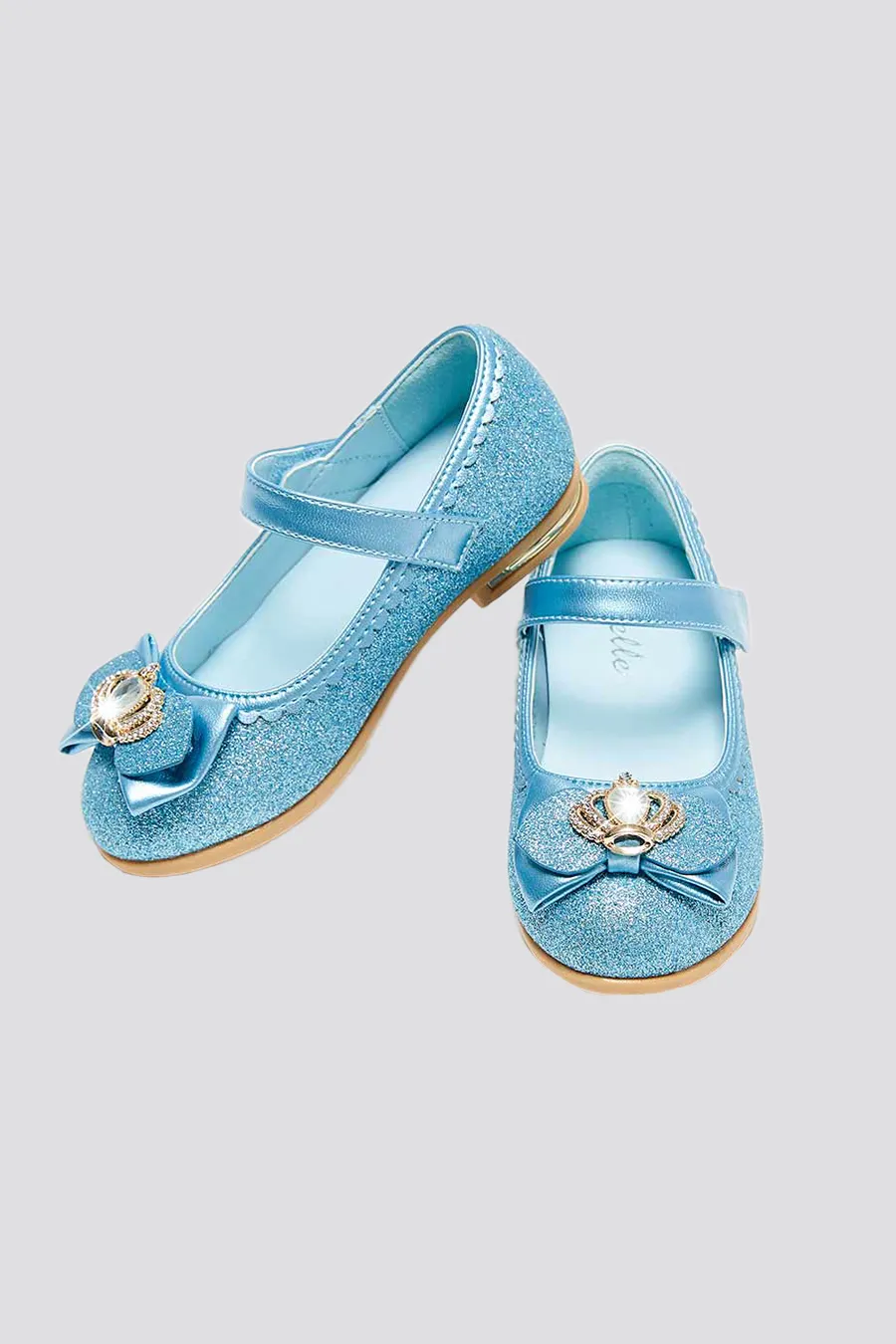Girls Crown Glitter Low Heel Mary Jane Dress Shoes