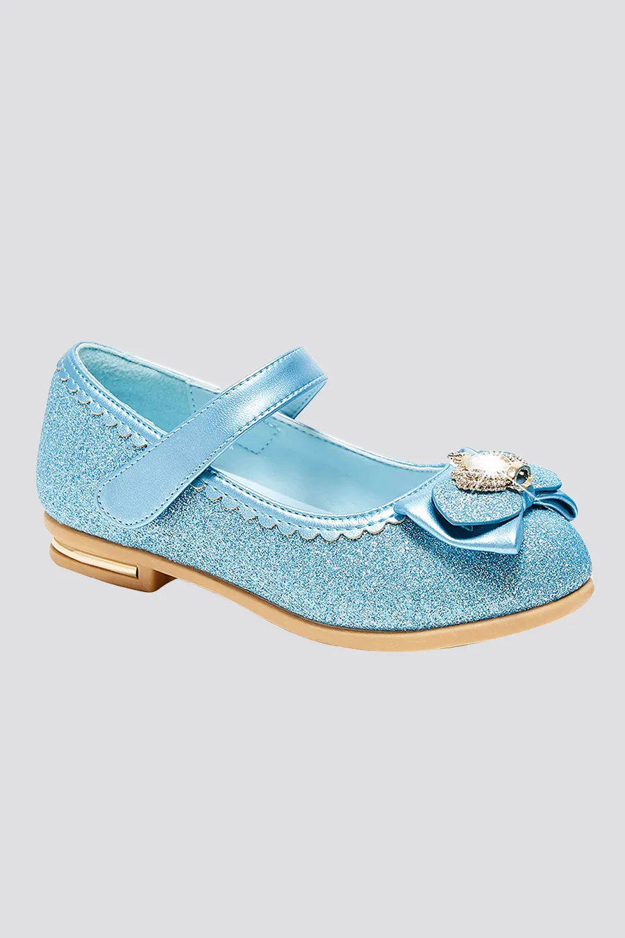 Girls Crown Glitter Low Heel Mary Jane Dress Shoes