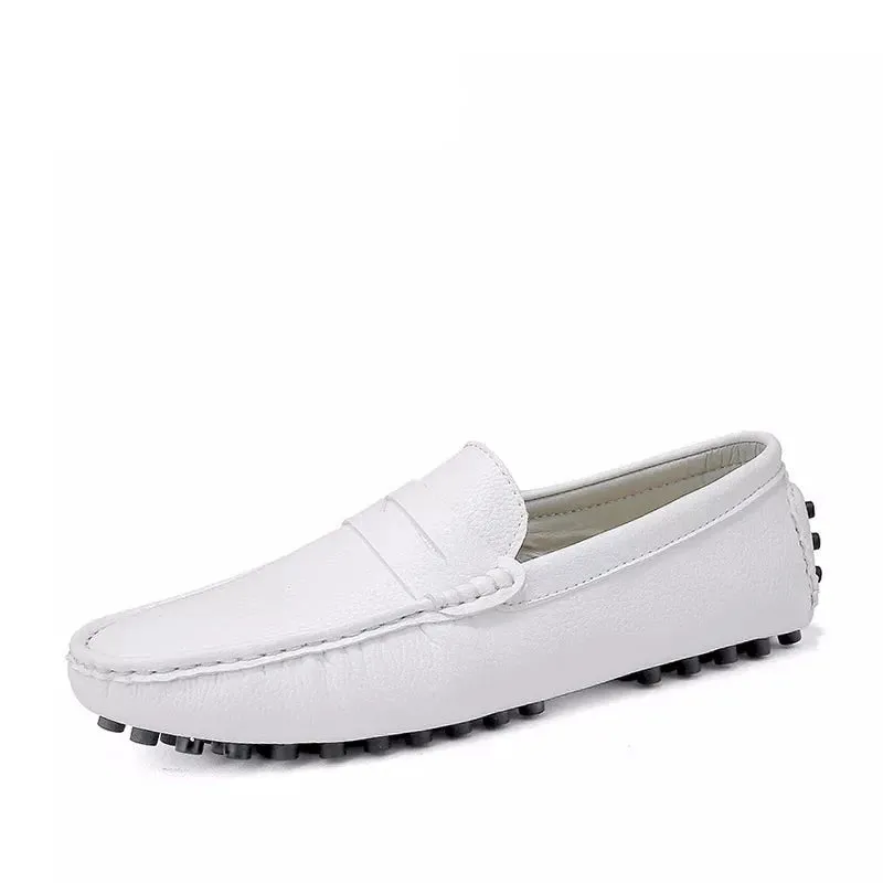Large Size 49 Men Loafers Soft Moccasins High Quality Spring Autumn Genuine Leather Shoes Men Warm Flats Driving Shoes v1