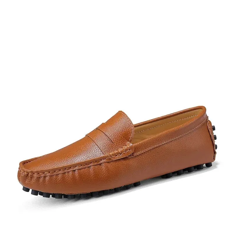 Large Size 49 Men Loafers Soft Moccasins High Quality Spring Autumn Genuine Leather Shoes Men Warm Flats Driving Shoes v1