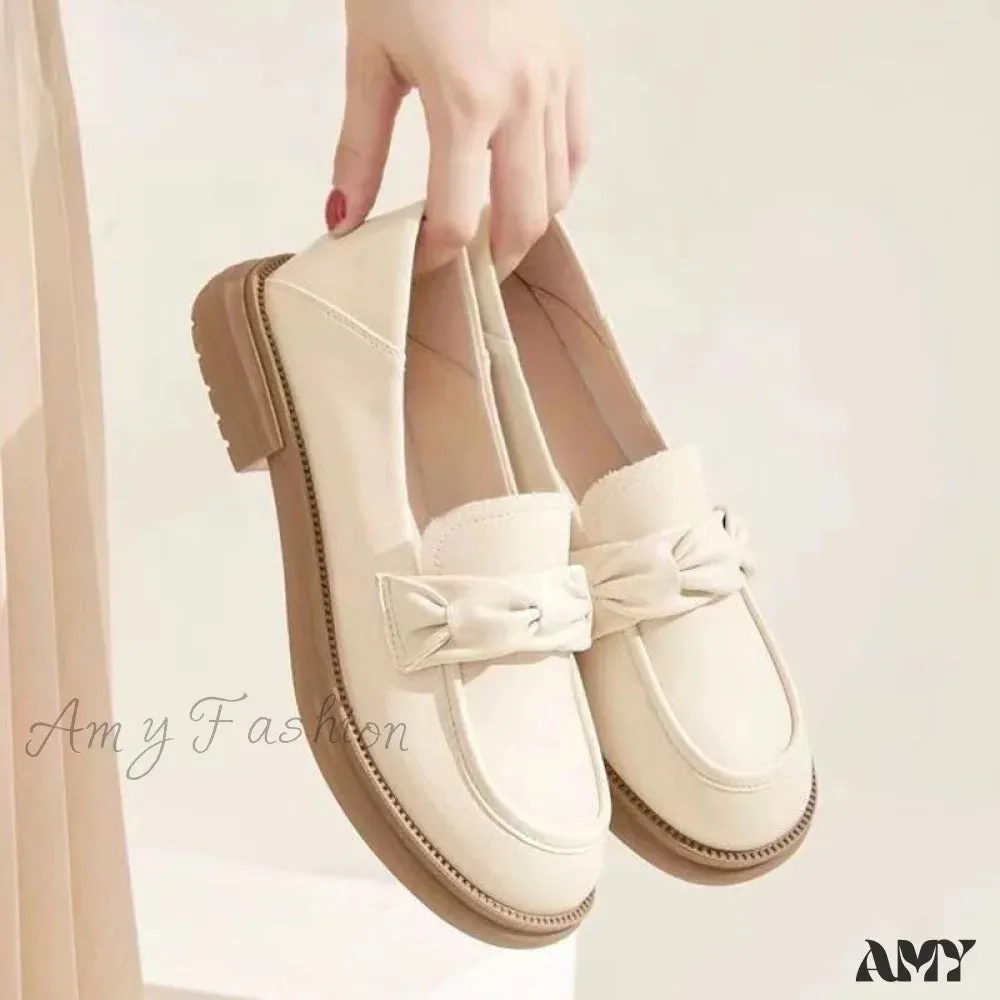 Loafers Spring Summer 2024 Korean Style Versatile Flat Shoes with Skirt Women's Chunky Heel Shoes