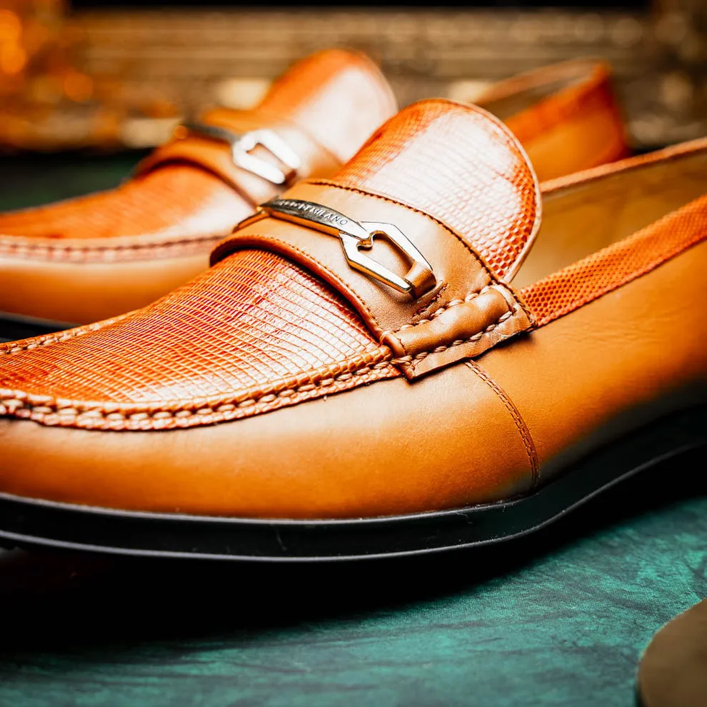 Marco Di Milano Hugo Men's Shoes Honey Exotic Lizard / Calf-Skin Leather Horsebit Loafers (MDM1085)