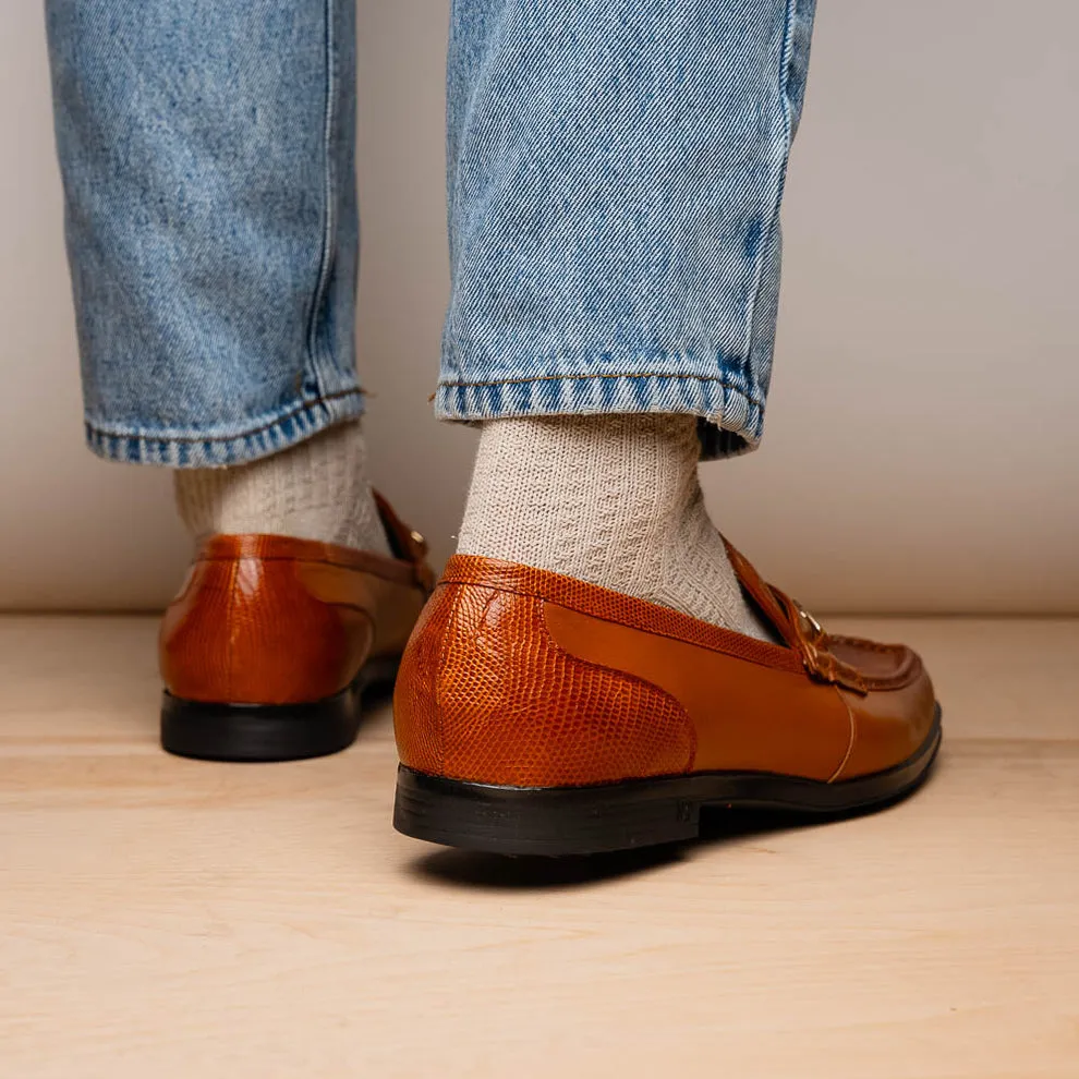 Marco Di Milano Hugo Men's Shoes Honey Exotic Lizard / Calf-Skin Leather Horsebit Loafers (MDM1085)