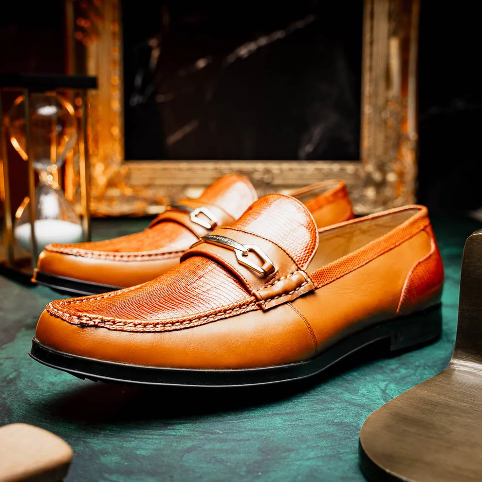 Marco Di Milano Hugo Men's Shoes Honey Exotic Lizard / Calf-Skin Leather Horsebit Loafers (MDM1085)