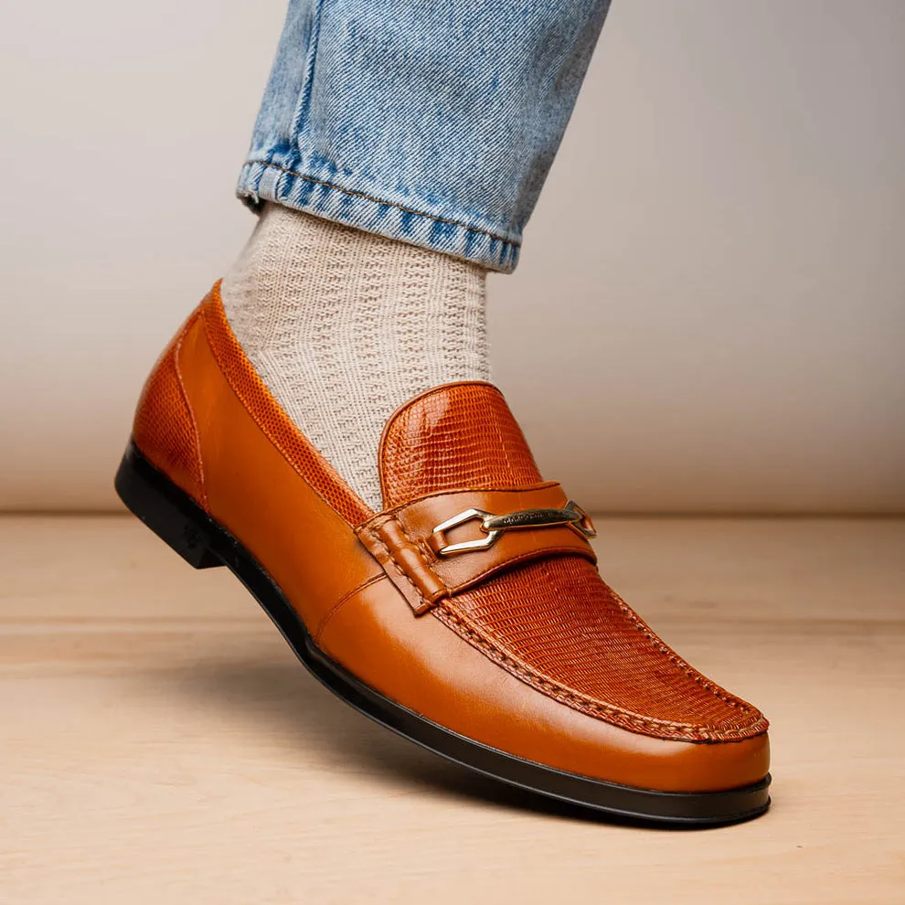 Marco Di Milano Hugo Men's Shoes Honey Exotic Lizard / Calf-Skin Leather Horsebit Loafers (MDM1085)