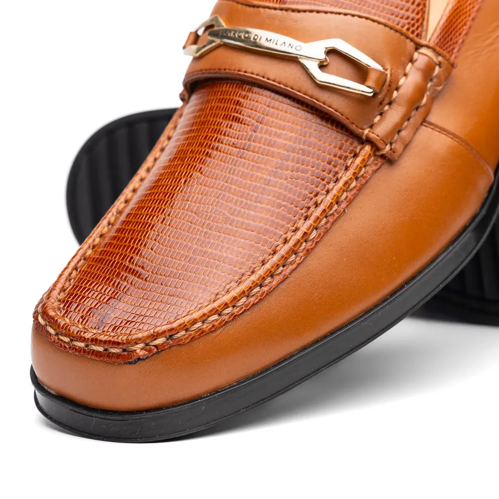 Marco Di Milano Hugo Men's Shoes Honey Exotic Lizard / Calf-Skin Leather Horsebit Loafers (MDM1085)