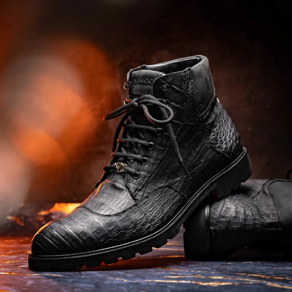 Marco Di Milano Leoni Men's Shoes Oil Orix Genuine Caiman Crocodile Rugged Boots (MDM1089)