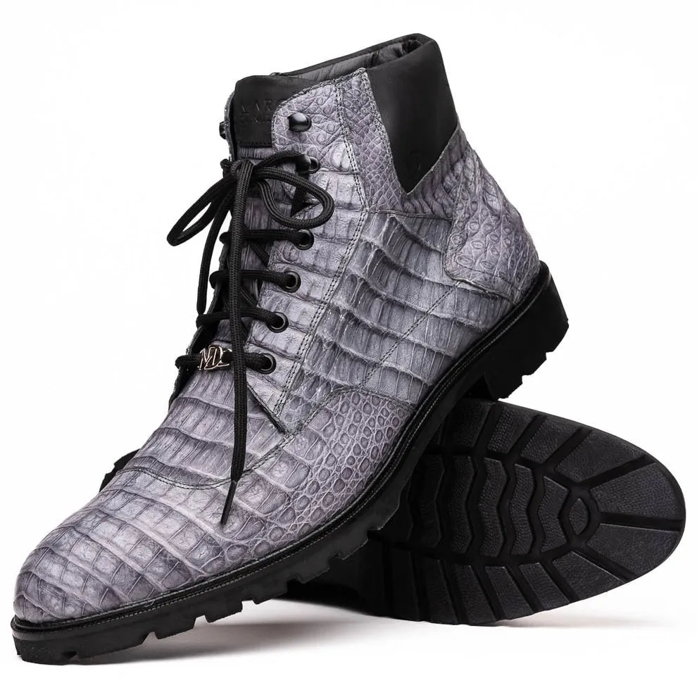 Marco Di Milano Leoni Men's Shoes Oil Orix Genuine Caiman Crocodile Rugged Boots (MDM1089)