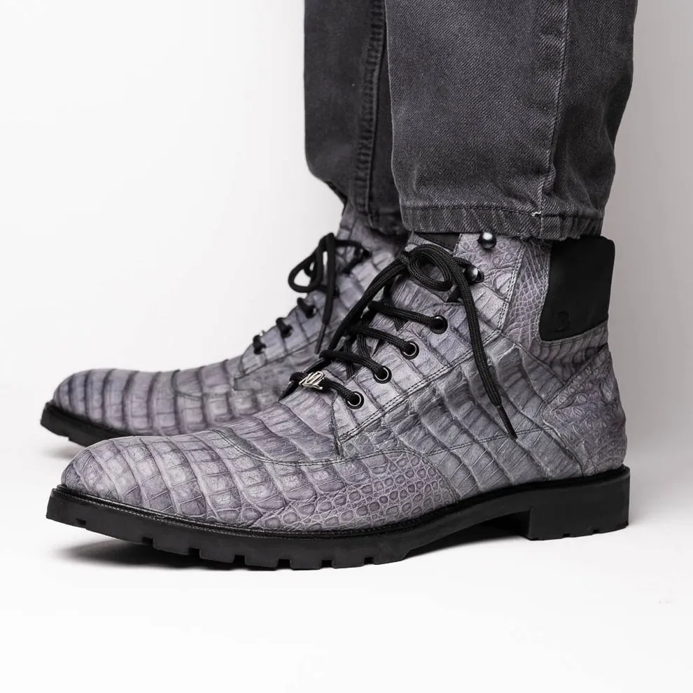 Marco Di Milano Leoni Men's Shoes Oil Orix Genuine Caiman Crocodile Rugged Boots (MDM1089)