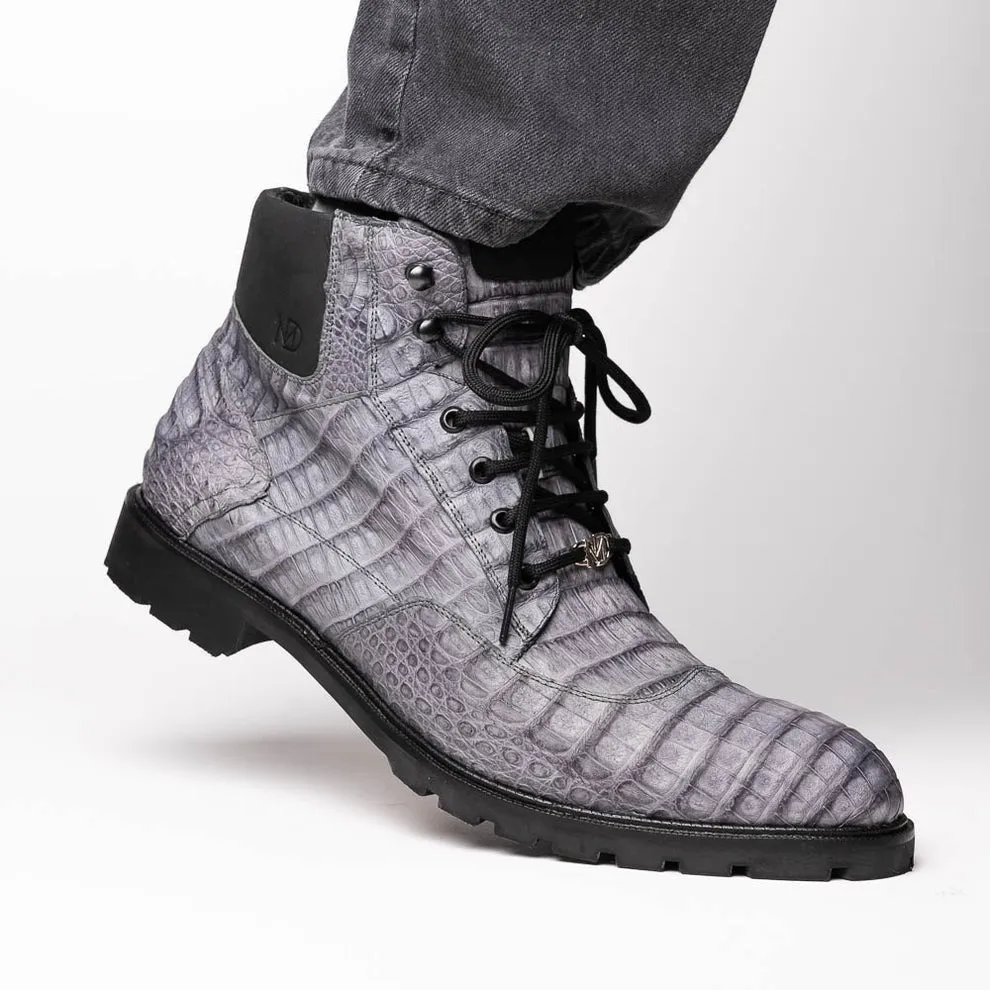 Marco Di Milano Leoni Men's Shoes Oil Orix Genuine Caiman Crocodile Rugged Boots (MDM1089)