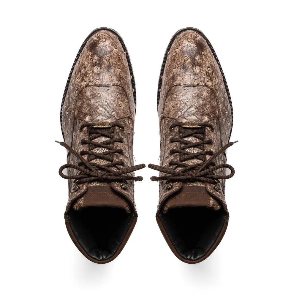 Marco Di Milano Renzo Men's Shoes Stone Brown Genuine Ostrich Rugged Boots (MDM1088)