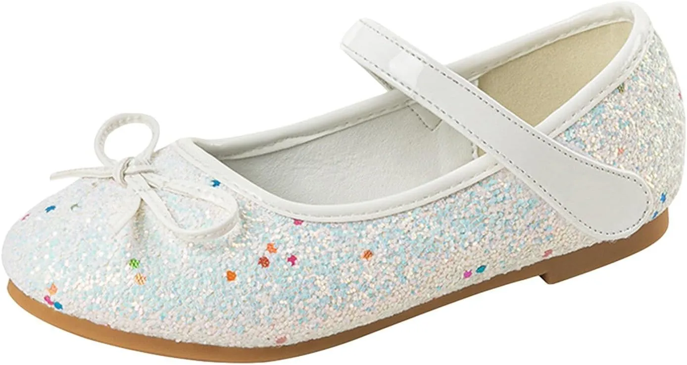 Mary Jane Ballet Flats for Girls Flower Girl Dress Shoes Rhinestones Bow Wedding Party Toddler Kids Shoes