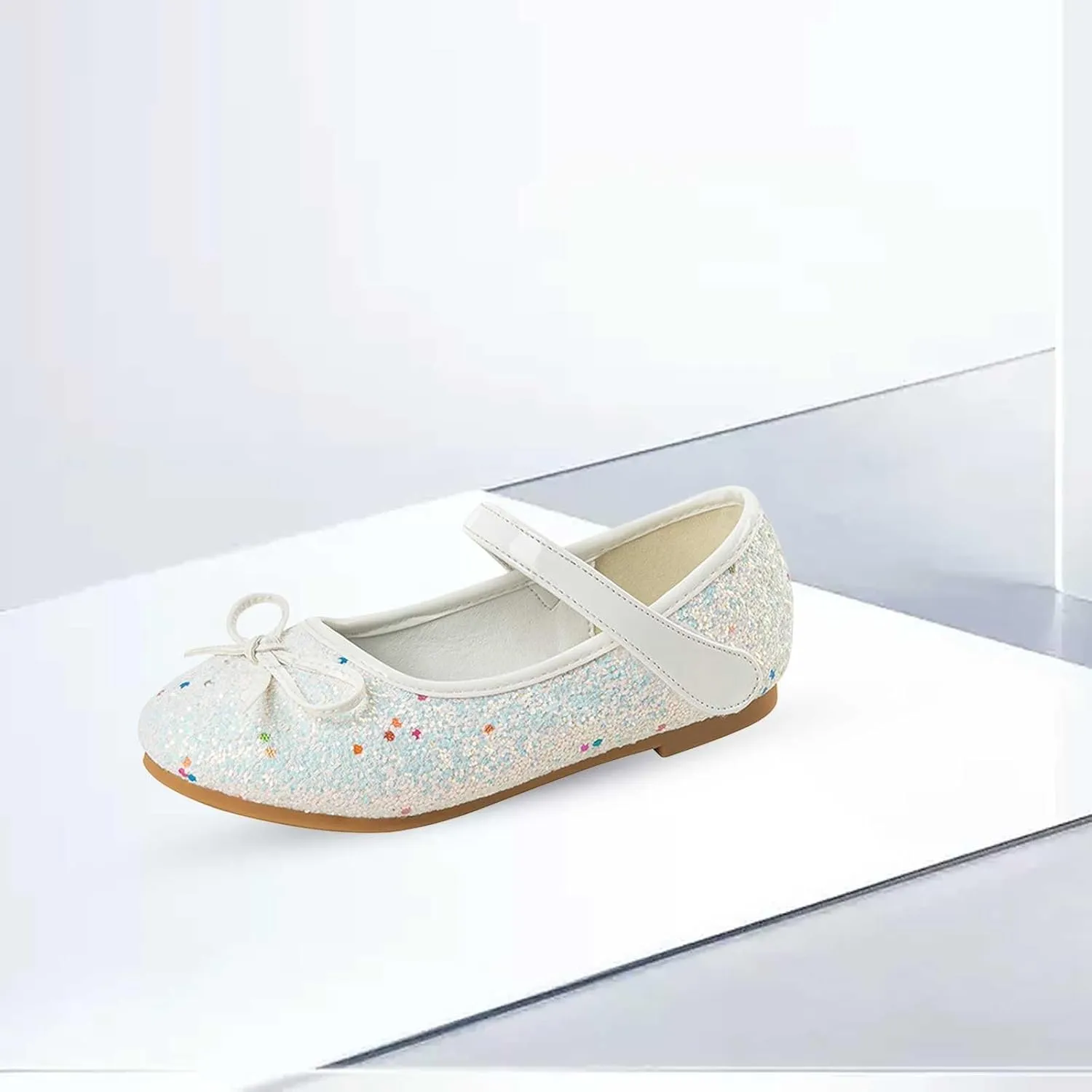 Mary Jane Ballet Flats for Girls Flower Girl Dress Shoes Rhinestones Bow Wedding Party Toddler Kids Shoes