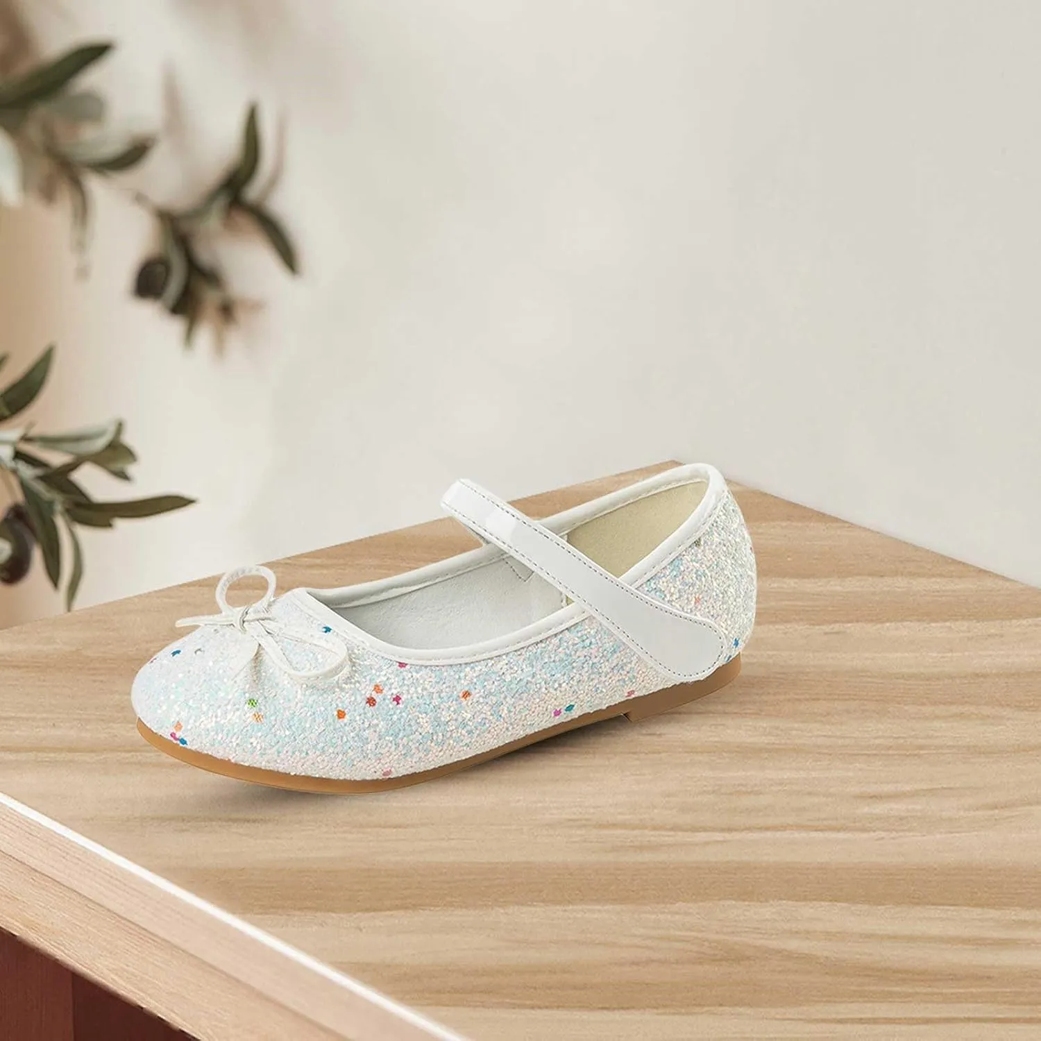 Mary Jane Ballet Flats for Girls Flower Girl Dress Shoes Rhinestones Bow Wedding Party Toddler Kids Shoes