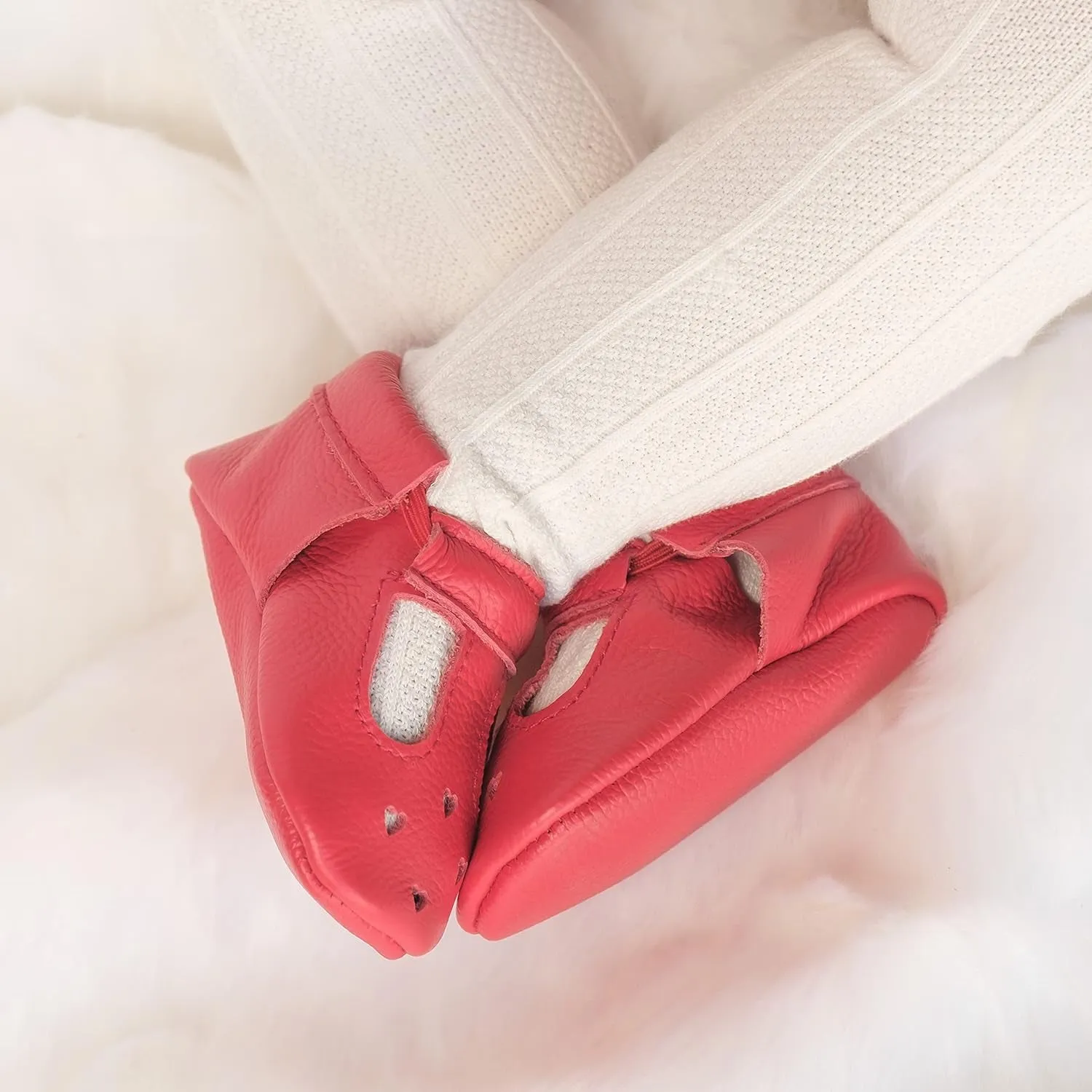 Mary Jane Moccasins - Genuine Leather Soft Sole Baby Girl Shoes for Newborns, Infants, Babies, and Toddlers