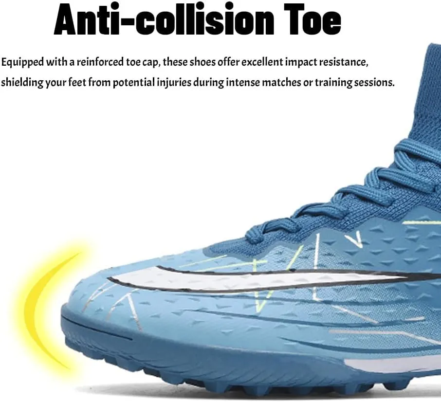Maylrvjv Men's High-Top Soccer Shoes Anti-Slip Wear-Resistant Football Boots Spikes Athletic Shoes