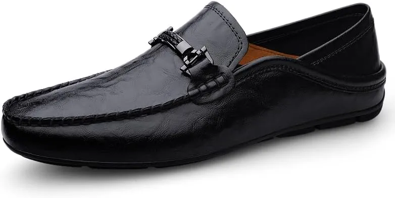 Men Loafers Breathable Casual Summer Shoes Hollow Out Men's Shoes Male Business Driving Shoes (Black,10.5)